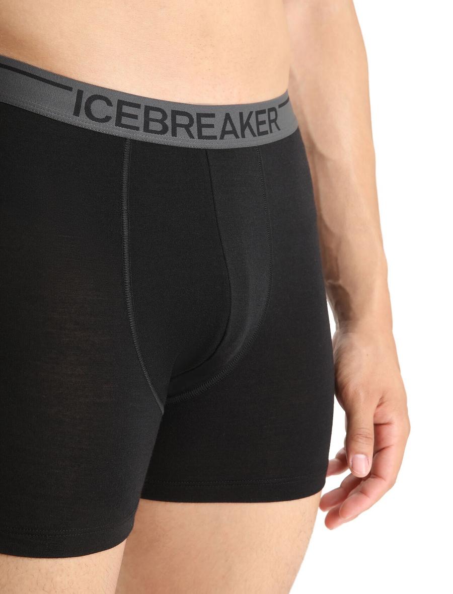 Black Icebreaker Merino Anatomica Boxers 3 Pack Men's Underwear | AU 1281OKIR